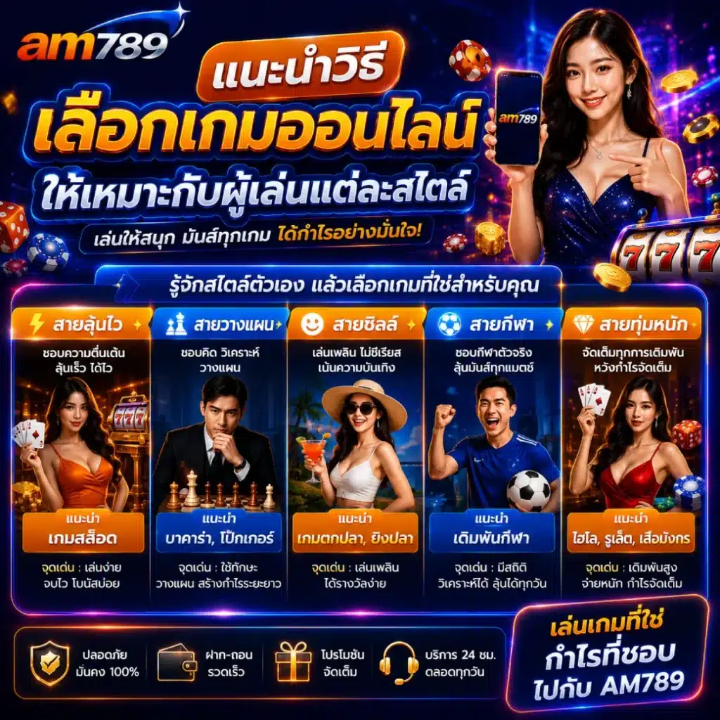 AM789 แนะนำวิธีเลือกเกมออนไลน์ให้เหมาะกับผู้เล่นแต่ละสไตล์